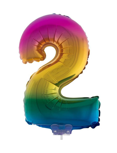 e-carnavalskleding-SYK Folieballon 41 cm op stokje regenboog