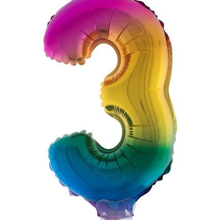 e-carnavalskleding-SYK Folieballon 41 cm op stokje regenboog