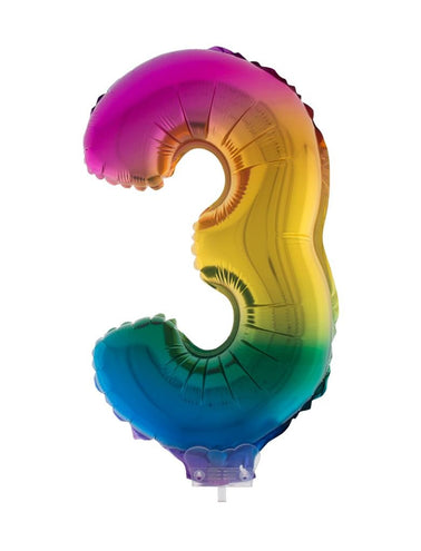 e-carnavalskleding-SYK Folieballon 41 cm op stokje regenboog