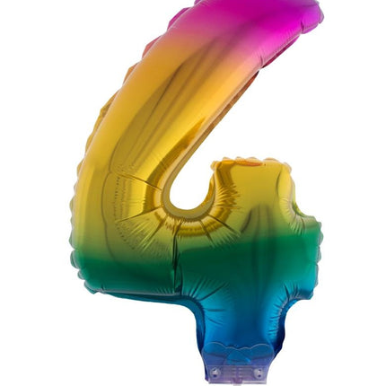 e-carnavalskleding-SYK Folieballon 41 cm op stokje regenboog