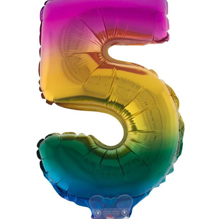 e-carnavalskleding-SYK Folieballon 41 cm op stokje regenboog