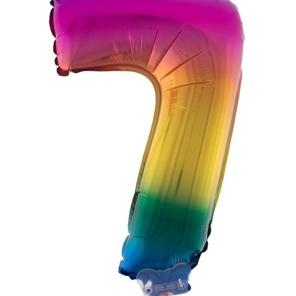 e-carnavalskleding-SYK Folieballon 41 cm op stokje regenboog