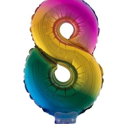 e-carnavalskleding-SYK Folieballon 41 cm op stokje regenboog