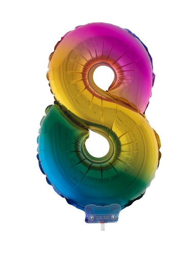 e-carnavalskleding-SYK Folieballon 41 cm op stokje regenboog