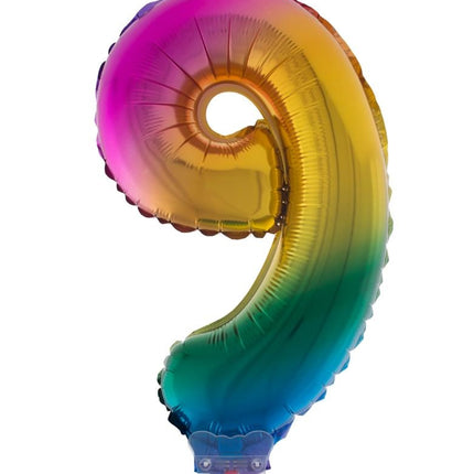 e-carnavalskleding-SYK Folieballon 41 cm op stokje regenboog