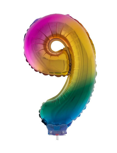 e-carnavalskleding-SYK Folieballon 41 cm op stokje regenboog