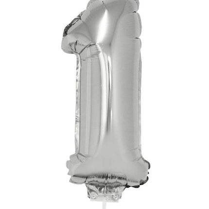 e-carnavalskleding-SYK Folieballon 41 cm op stokje zilver