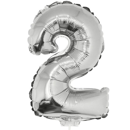 e-carnavalskleding-SYK Folieballon 41 cm op stokje zilver