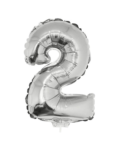 e-carnavalskleding-SYK Folieballon 41 cm op stokje zilver