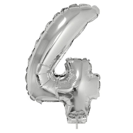 e-carnavalskleding-SYK Folieballon 41 cm op stokje zilver