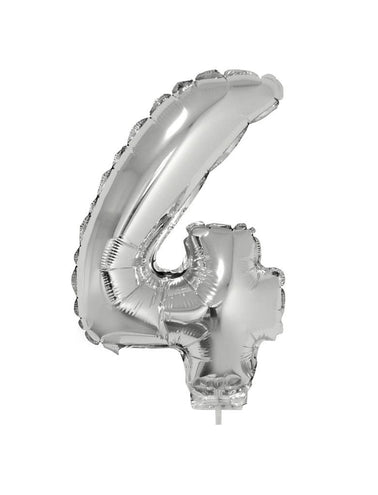 e-carnavalskleding-SYK Folieballon 41 cm op stokje zilver