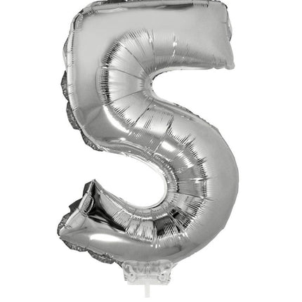 e-carnavalskleding-SYK Folieballon 41 cm op stokje zilver