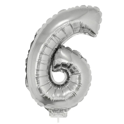 e-carnavalskleding-SYK Folieballon 41 cm op stokje zilver