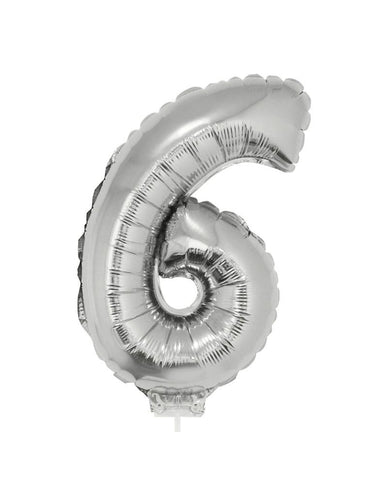 e-carnavalskleding-SYK Folieballon 41 cm op stokje zilver