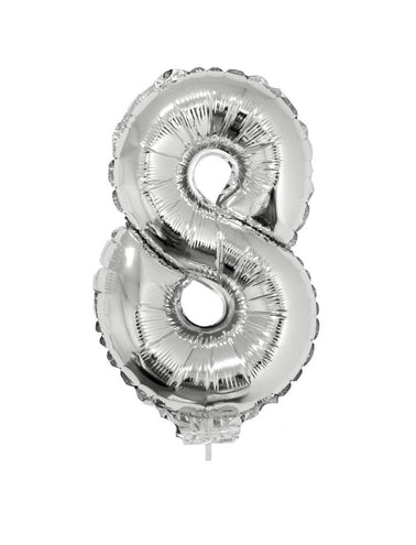 e-carnavalskleding-SYK Folieballon 41 cm op stokje zilver
