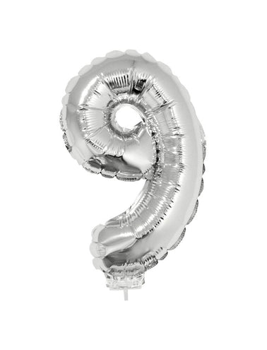 e-carnavalskleding-SYK Folieballon 41 cm op stokje zilver