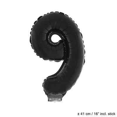 e-carnavalskleding-SYK Folieballon 41 cm op stokje zwart