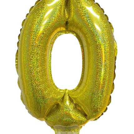 e-carnavalskleding-SYK Folieballon 41cm op stokje glitter goud
