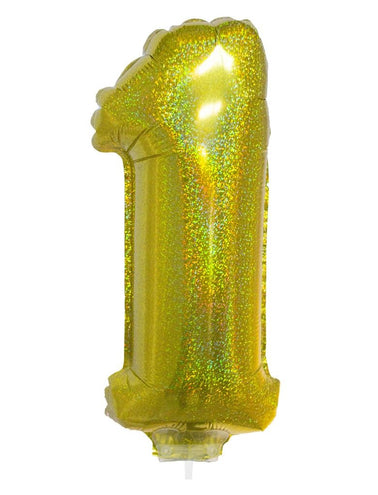 e-carnavalskleding-SYK Folieballon 41cm op stokje glitter goud