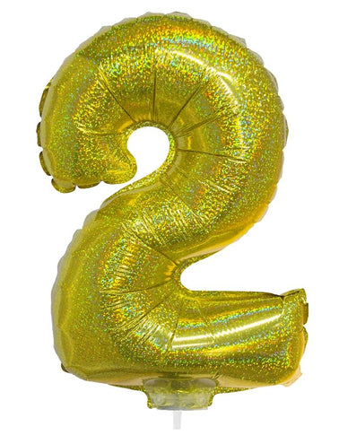 e-carnavalskleding-SYK Folieballon 41cm op stokje glitter goud
