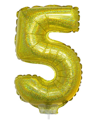 e-carnavalskleding-SYK Folieballon 41cm op stokje glitter goud