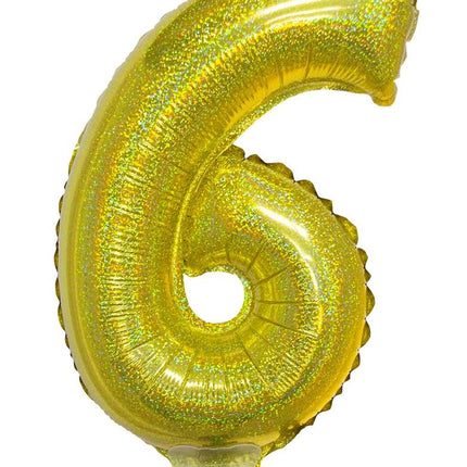 e-carnavalskleding-SYK Folieballon 41cm op stokje glitter goud