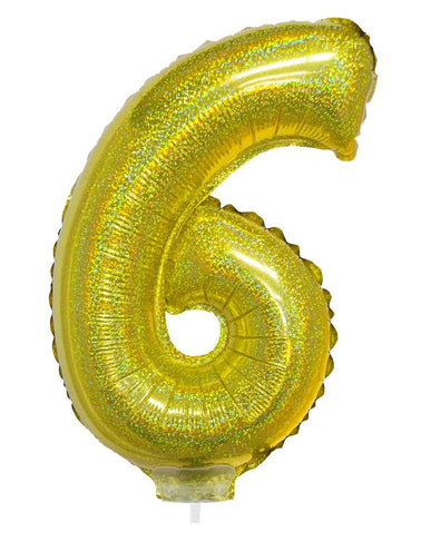 e-carnavalskleding-SYK Folieballon 41cm op stokje glitter goud