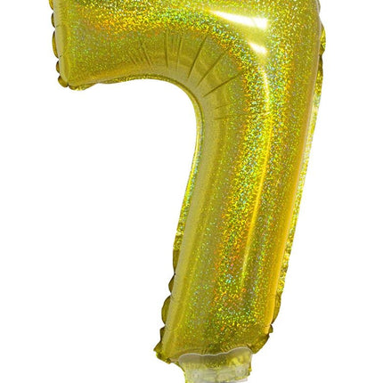 e-carnavalskleding-SYK Folieballon 41cm op stokje glitter goud