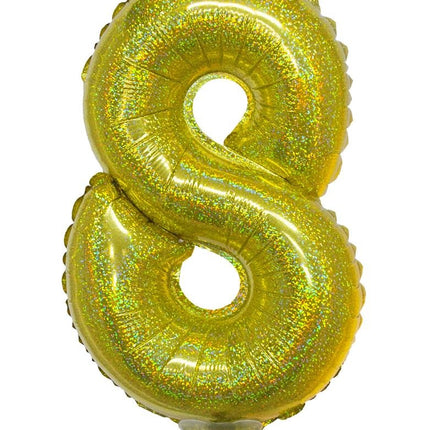 e-carnavalskleding-SYK Folieballon 41cm op stokje glitter goud