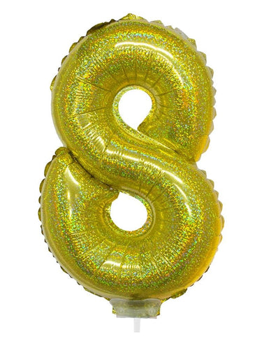 e-carnavalskleding-SYK Folieballon 41cm op stokje glitter goud