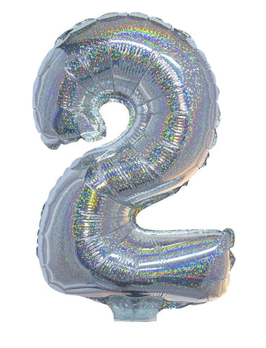 e-carnavalskleding-SYK Folieballon 41cm op stokje glitter zilver
