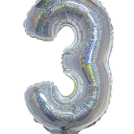 e-carnavalskleding-SYK Folieballon 41cm op stokje glitter zilver