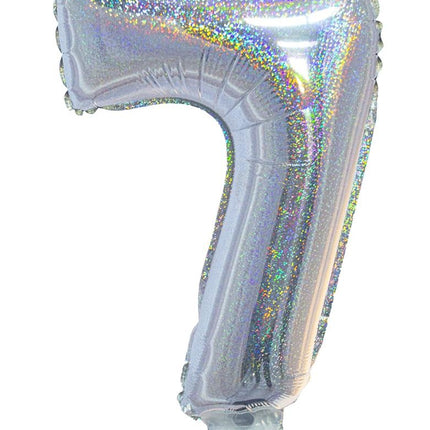 e-carnavalskleding-SYK Folieballon 41cm op stokje glitter zilver