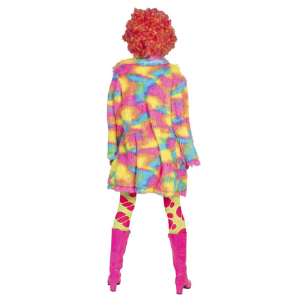 e-carnavalskleding-SYK Fuzzy nep bontjas Nina in regenboog kleuren