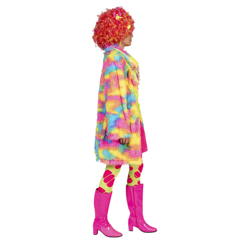 e-carnavalskleding-SYK Fuzzy nep bontjas Nina in regenboog kleuren