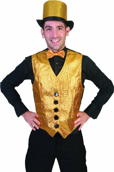 e-carnavalskleding-SYK Goud glitter vestje heren