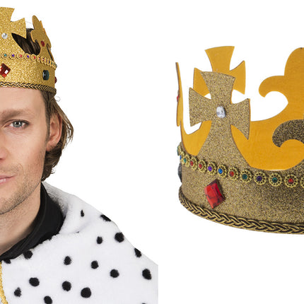 e-carnavalskleding-SYK Gouden kroon met glitters