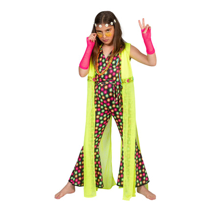e-carnavalskleding-SYK Groen hippie vest Nina meisje