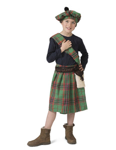 e-carnavalskleding-SYK Groene Schotse kilt kinderen