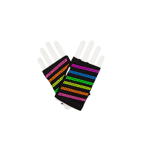 e-carnavalskleding-SYK Handschoenen met neon kralen