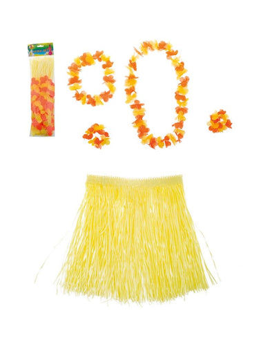 e-carnavalskleding-SYK Hawaii geel met accessoires