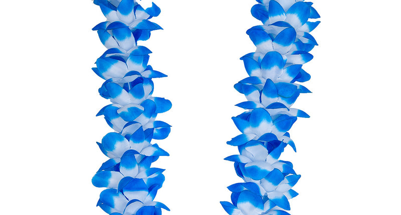 e-carnavalskleding-SYK Hawaii slinger  blauw met  orchideeën