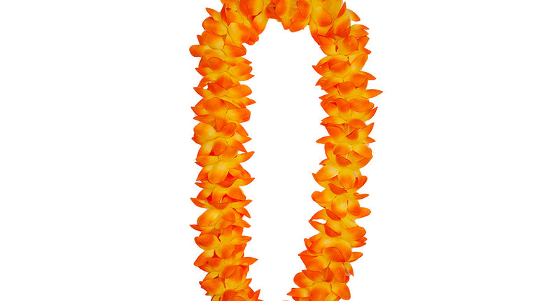 e-carnavalskleding-SYK Hawaii slinger  oranje met  orchideeën
