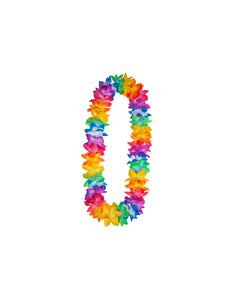 e-carnavalskleding-SYK Hawaii slinger regenboogkleuren met  orchideeën
