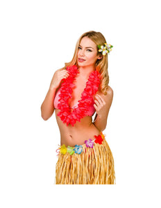 e-carnavalskleding-SYK Hawaii slinger rood grote bloemen (9.5cm)
