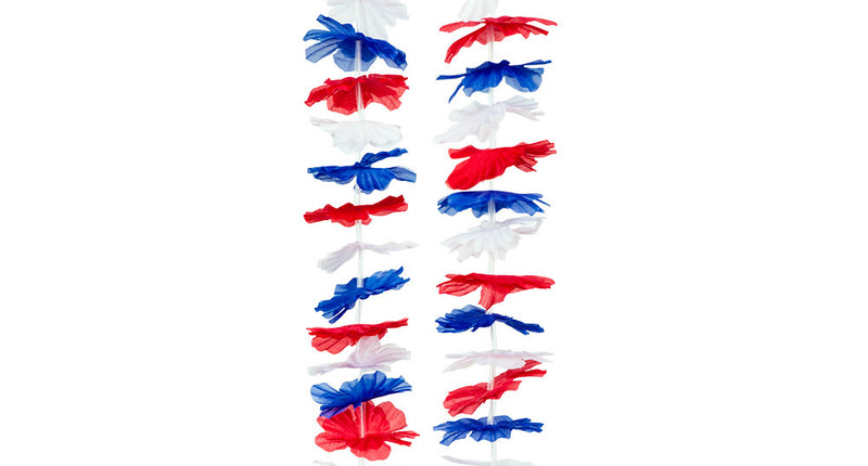 e-carnavalskleding-SYK Hawaii slinger rood wit blauw krans