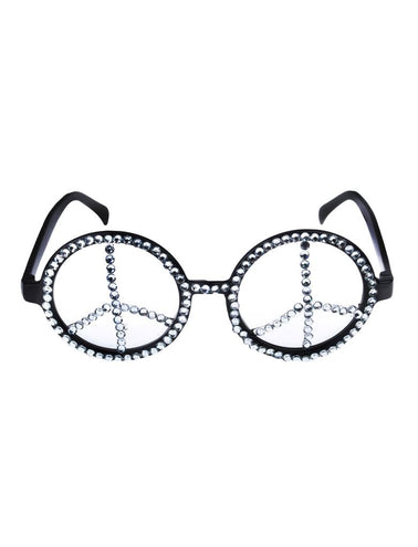e-carnavalskleding-SYK Hippie bril peace met glitter steentjes