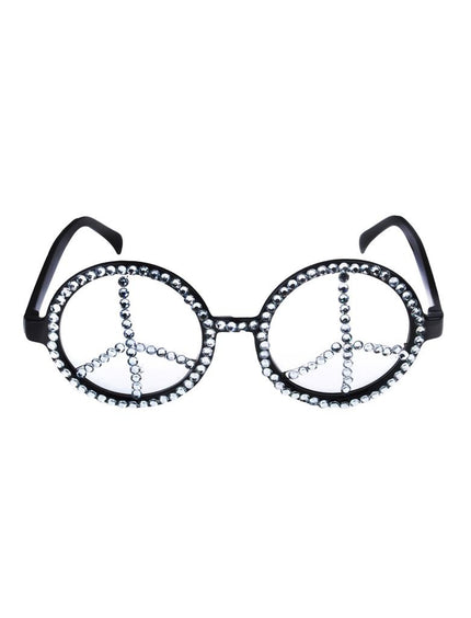 e-carnavalskleding-SYK Hippie bril peace met glitter steentjes