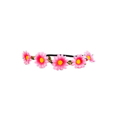 e-carnavalskleding-SYK Hippie hoofdband met roze madeliefjes