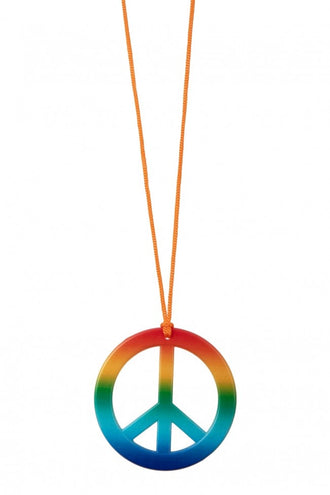 e-carnavalskleding-SYK Hippie ketting regenboog peace